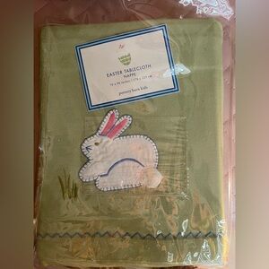NWT Pottery Barn Kids Bunny Rabbit Spring Easter Tablecloth w/Butterfly Design